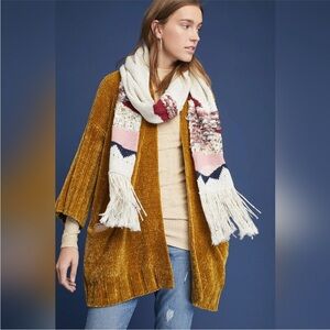 MOTH Anthropologie Mustard Yellow Gold Chenille Cardigan Oversized Sweater C30